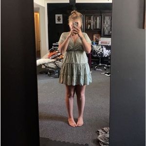 Green floral ditsy dress.